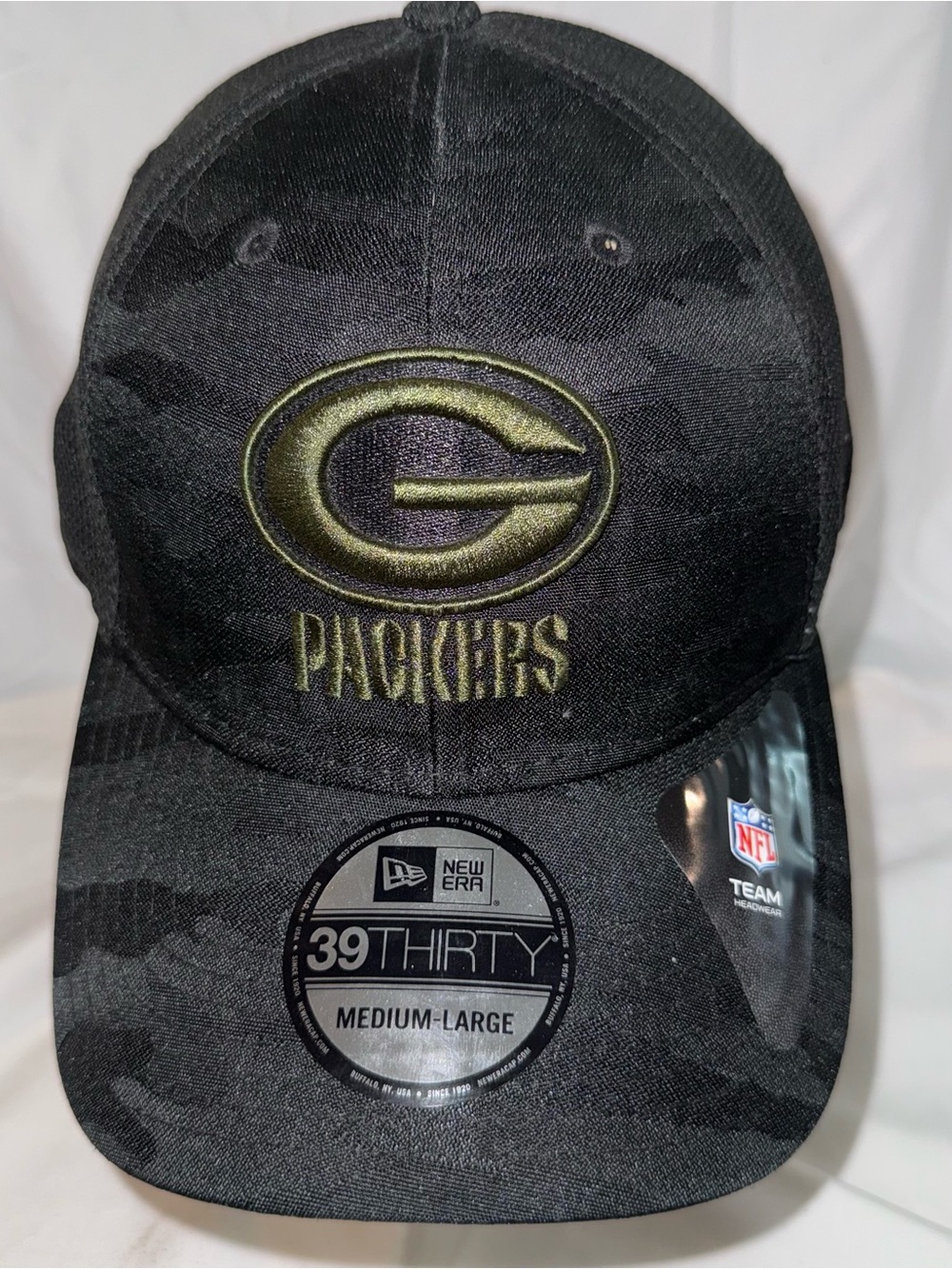 Green Bay Packers New Era 39THIRTY Salute to Service Hat Cap M/L NFL Black